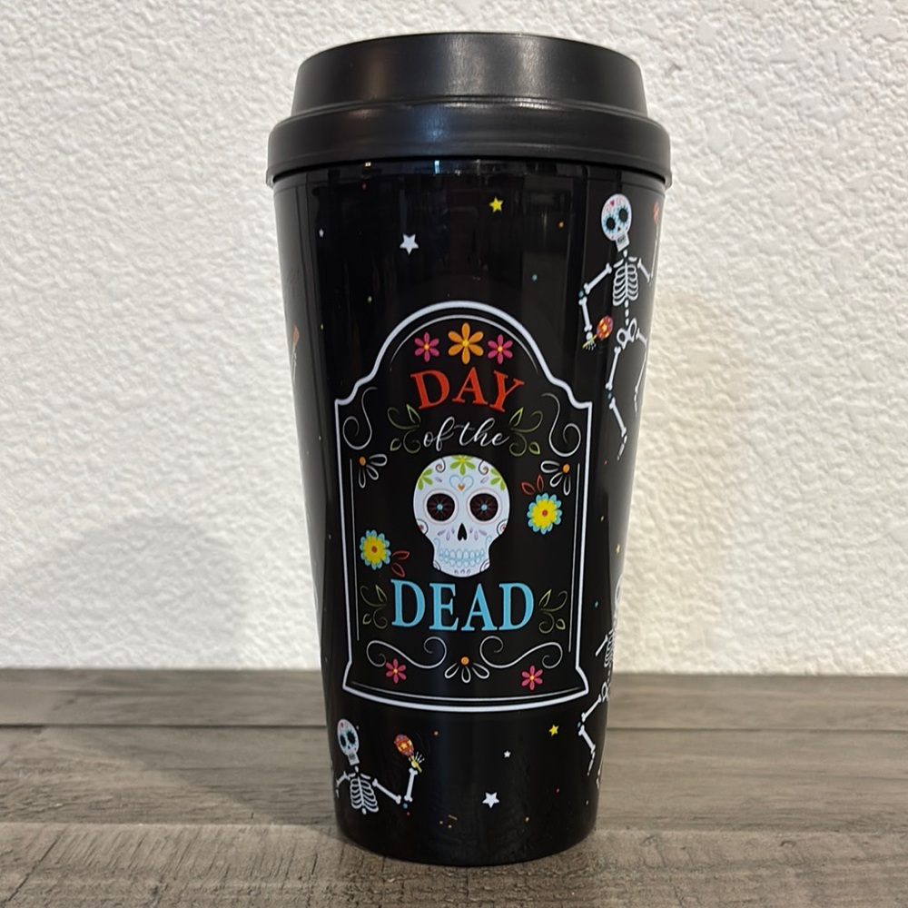 Day of the Dead Black Travel Mug